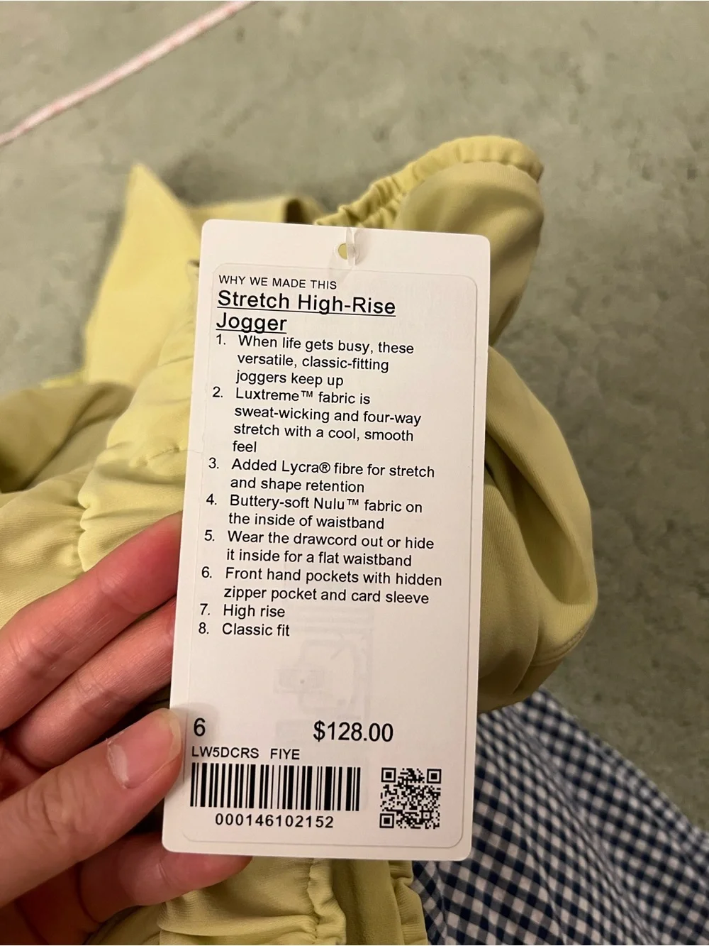 NWT Lululemon Stretch High Rise Jogger Finch Yellow Size 6